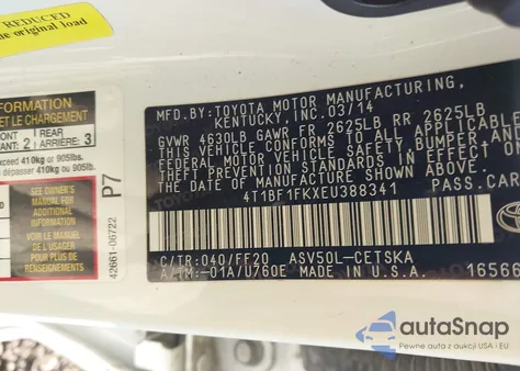 2014 Toyota Camry Se from USA, damaged, VIN 4T1BF1FKXEU388341